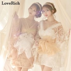 画像1: 【2カラー】刺繍 総レース ミニ ふわふわ オーガンジー 帯 花魁 着物 ドレス コスプレ イベント ハロウィン キャバドレス (1)