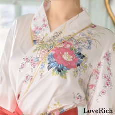 画像11: 再入荷！【3カラー/2点セット】和柄 花柄 美胸 バイカラー ミニ 豪華 帯 花魁 着物 ドレス コスプレ イベント ハロウィン キャバドレス (11)