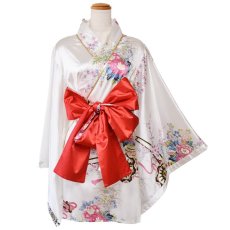 画像16: 再入荷！【3カラー/2点セット】和柄 花柄 美胸 バイカラー ミニ 豪華 帯 花魁 着物 ドレス コスプレ イベント ハロウィン キャバドレス (16)