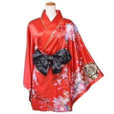 画像19: 再入荷！【3カラー/2点セット】和柄 花柄 美胸 バイカラー ミニ 豪華 帯 花魁 着物 ドレス コスプレ イベント ハロウィン キャバドレス (19)