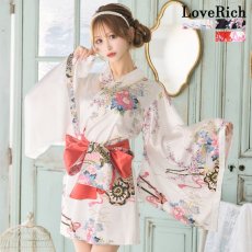 画像1: 再入荷！【3カラー/2点セット】和柄 花柄 美胸 バイカラー ミニ 豪華 帯 花魁 着物 ドレス コスプレ イベント ハロウィン キャバドレス (1)