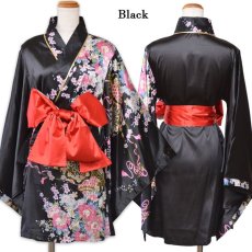 画像14: 再入荷！【3カラー/2点セット】和柄 花柄 美胸 バイカラー ミニ 豪華 帯 花魁 着物 ドレス コスプレ イベント ハロウィン キャバドレス (14)