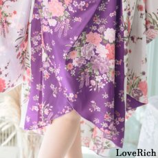 画像10: 再入荷！【3カラー/2点セット】バイカラー 花柄 和柄 ツートン 豪華 帯 花魁 着物 ドレス コスプレ イベント ハロウィン キャバドレス (10)