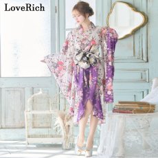 画像3: 再入荷！【3カラー/2点セット】バイカラー 花柄 和柄 ツートン 豪華 帯 花魁 着物 ドレス コスプレ イベント ハロウィン キャバドレス (3)