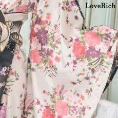 画像9: 再入荷！【3カラー/2点セット】バイカラー 花柄 和柄 ツートン 豪華 帯 花魁 着物 ドレス コスプレ イベント ハロウィン キャバドレス (9)