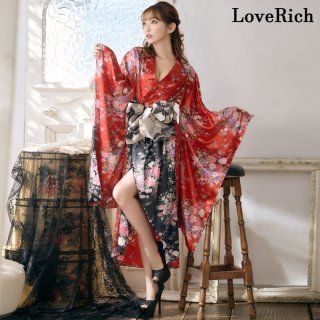 ラブリッチ♡キャバドレス 花魁 着物 コスプレ フリーサイズ 赤 全商品