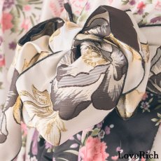 画像8: 再入荷！【3カラー/2点セット】バイカラー 花柄 和柄 ツートン 豪華 帯 花魁 着物 ドレス コスプレ イベント ハロウィン キャバドレス (8)
