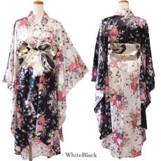 画像13: 再入荷！【3カラー/2点セット】バイカラー 花柄 和柄 ツートン 豪華 帯 花魁 着物 ドレス コスプレ イベント ハロウィン キャバドレス (13)