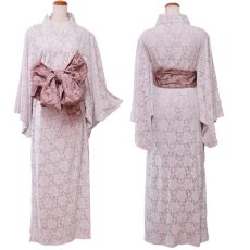画像9: 在庫限り！【3000円ぽっきり】【2点セット】総レース 花柄 豪華 帯 ロング 浴衣風 花魁 着物 ドレス コスプレ イベント ハロウィン キャバドレス (9)