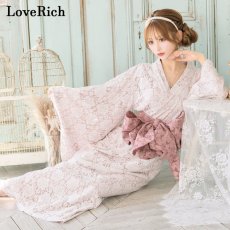 画像1: 在庫限り！【3000円ぽっきり】【2点セット】総レース 花柄 豪華 帯 ロング 浴衣風 花魁 着物 ドレス コスプレ イベント ハロウィン キャバドレス (1)