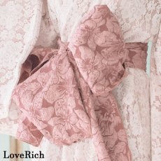 画像6: 在庫限り！【SALE40%OFF】【2点セット】総レース 花柄 豪華 帯 ロング 浴衣風 花魁 着物 ドレス コスプレ イベント ハロウィン キャバドレス (6)