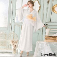 画像6: 【3000円ぽっきり】【4カラー/2点セット】総レース ふわふわ オーガンジー 帯 ロング 浴衣風 豪華 花魁 着物 ドレス コスプレ イベント ハロウィン キャバドレス (6)