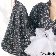 画像17: 【3000円ぽっきり】【4カラー/2点セット】総レース ふわふわ オーガンジー 帯 ロング 浴衣風 豪華 花魁 着物 ドレス コスプレ イベント ハロウィン キャバドレス (17)
