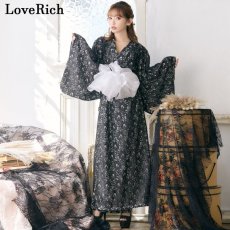 画像7: 【3000円ぽっきり】【4カラー/2点セット】総レース ふわふわ オーガンジー 帯 ロング 浴衣風 豪華 花魁 着物 ドレス コスプレ イベント ハロウィン キャバドレス (7)