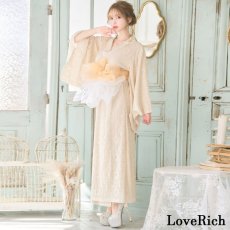 画像4: 【3000円ぽっきり】【4カラー/2点セット】総レース ふわふわ オーガンジー 帯 ロング 浴衣風 豪華 花魁 着物 ドレス コスプレ イベント ハロウィン キャバドレス (4)