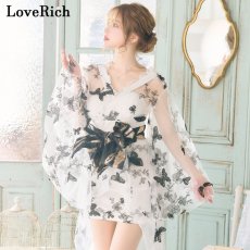 画像2: 再入荷！【高級ライン】【3カラー/2点セット】蝶々 刺繍 ロング ミニスカート オフショル 美胸 美脚 豪華 帯 花魁 着物 ドレス コスプレ イベント ハロウィン (2)