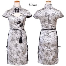 画像17: 再入荷！【SMLサイズ/4カラー/2点セット】 編み上げ レースアップ 龍柄 レース 美胸 谷間魅せ 美脚 チャイナドレス チャイナ服 ミニ コスプレ イベント ハロウィン キャバドレス (17)