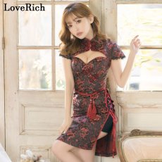 画像11: 再入荷！【SMLサイズ/4カラー/2点セット】 編み上げ レースアップ 龍柄 レース 美胸 谷間魅せ 美脚 チャイナドレス チャイナ服 ミニ コスプレ イベント ハロウィン キャバドレス (11)