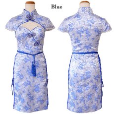 画像18: 再入荷！【SMLサイズ/4カラー/2点セット】 編み上げ レースアップ 龍柄 レース 美胸 谷間魅せ 美脚 チャイナドレス チャイナ服 ミニ コスプレ イベント ハロウィン キャバドレス (18)
