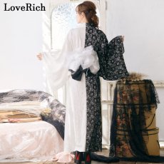画像10: 【SALE40％OFF】【3点セット】バイカラー 総レース ロング ふんわり帯 オフショル 美胸 美脚 豪華 帯 花魁 着物 ドレス コスプレ イベント ハロウィン (10)