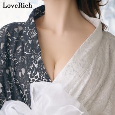 画像6: 【SALE40％OFF】【3点セット】バイカラー 総レース ロング ふんわり帯 オフショル 美胸 美脚 豪華 帯 花魁 着物 ドレス コスプレ イベント ハロウィン (6)