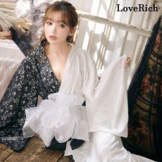 画像3: 【SALE40％OFF】【3点セット】バイカラー 総レース ロング ふんわり帯 オフショル 美胸 美脚 豪華 帯 花魁 着物 ドレス コスプレ イベント ハロウィン (3)