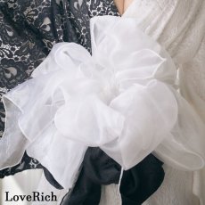 画像7: 【SALE40％OFF】【3点セット】バイカラー 総レース ロング ふんわり帯 オフショル 美胸 美脚 豪華 帯 花魁 着物 ドレス コスプレ イベント ハロウィン (7)