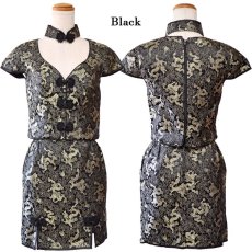 画像21: 【SALE20％OFF】【SMLサイズ/4カラー/3点セット】セットアップ 龍柄 美胸 スリット 谷間魅せ 美脚 チャイナドレス チャイナ服 ミニ コスプレ イベント ハロウィン キャバドレス (21)