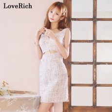 画像6: 【SMLサイズ/4カラー】ツイード パール ジップ ウエストカット ノースリーブ 背中隠し 谷間魅せ パールボタン タイト ミニドレス キャバドレス  (6)