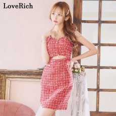 画像8: 【SMLサイズ/4カラー】ツイード パール ジップ ウエストカット ノースリーブ 背中隠し 谷間魅せ パールボタン タイト ミニドレス キャバドレス  (8)