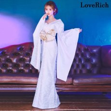画像4: 【高級ライン】【2カラー/2点セット】マーメイドライン バックスタイルレース オフショル ロング 豪華 帯 リボン 花魁 着物 ドレス コスプレ イベント ハロウィン (4)