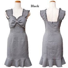 画像16: 【SALE20％OFF】【SMサイズ/4カラー】ツイード  ビッグリボン マーメイド フリル ノースリーブ  タイト ミニドレス キャバドレス  (16)