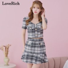 画像8: 【SALE30％OFF】【SMLサイズ/2カラー】チェック柄 セットアップ 袖付き ボタン 背中隠し フリル フレア ミニドレス キャバドレス  (8)