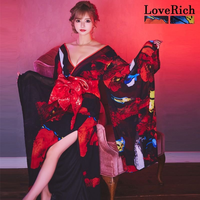 高級ライン】【2カラー/2点セット】花柄 セクシー 深めスリット 美脚