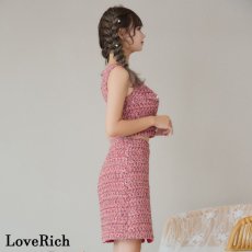 画像5: 【SALE60%OFF】【SMLサイズ】ツイード セットアップ ノースリーブ スリット 背中隠し ボタン タイト ミニドレス キャバドレス  (5)