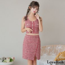 画像4: 【SALE60%OFF】【SMLサイズ】ツイード セットアップ ノースリーブ スリット 背中隠し ボタン タイト ミニドレス キャバドレス  (4)