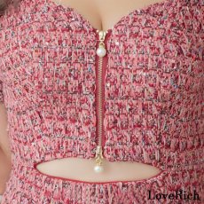 画像7: 【SALE30％OFF】【SMLサイズ】ツイード ジップ 袖あり 背中隠し 肌魅せ ボタン タイト ミニドレス キャバドレス  (7)