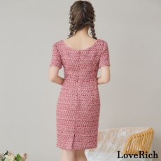 画像9: 【SALE30％OFF】【SMLサイズ】ツイード ジップ 袖あり 背中隠し 肌魅せ ボタン タイト ミニドレス キャバドレス  (9)