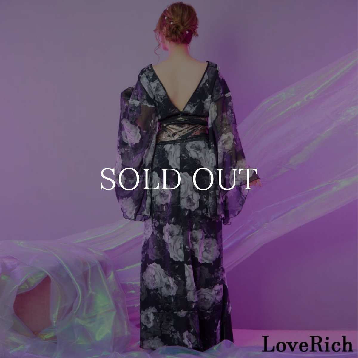 画像10: 【高級ライン】【2点セット】フリル 花柄 シフォン ロング 豪華 帯 花魁 着物 ドレス コスプレ ハロウィン キャバドレス (10)