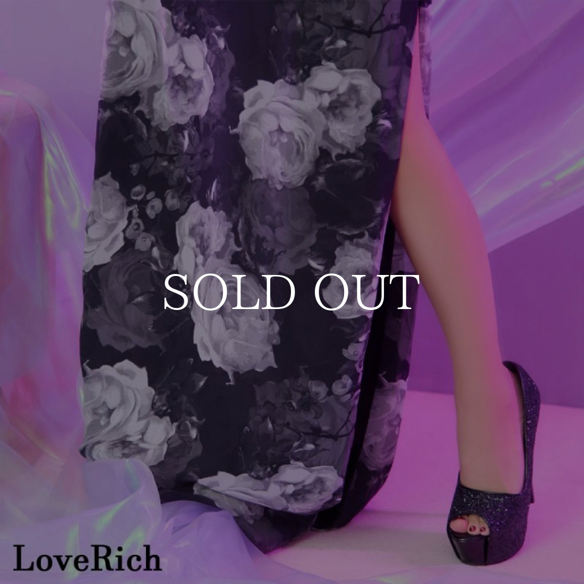 画像8: 【高級ライン】【2点セット】ワンショル アシンメトリー スリット 花柄 シフォン レース ロング 豪華 帯 花魁 着物 ドレス コスプレ ハロウィン キャバドレス (8)