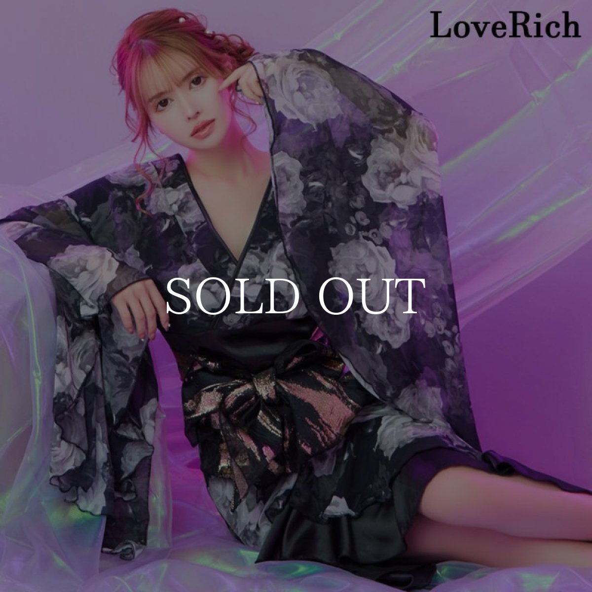 画像3: 【高級ライン】【2点セット】フリル 花柄 シフォン ロング 豪華 帯 花魁 着物 ドレス コスプレ ハロウィン キャバドレス (3)