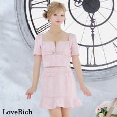 画像6: 【SALE20％OFF】【SMLサイズ/2カラー】ツイード セットアップ ジップ 袖あり 背中隠し マーメイド 谷間魅せ パールボタン タイト ミニドレス キャバドレス  (6)