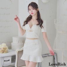 画像4: 【SALE20％OFF】【SMLサイズ/2カラー】ツイード セットアップ ジップ 袖あり 背中隠し マーメイド 谷間魅せ パールボタン タイト ミニドレス キャバドレス  (4)