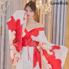 画像7: 【送料無料！】【高級ライン】【2点セット】シフォン 花柄 レース コルセット風 レースアップ 大きな帯リボン ロング 豪華 花魁 着物 ドレス コスプレ イベント ハロウィン (7)