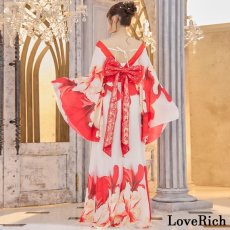 画像17: 【送料無料！】【高級ライン】【2点セット】シフォン 花柄 レース コルセット風 レースアップ 大きな帯リボン ロング 豪華 花魁 着物 ドレス コスプレ イベント ハロウィン (17)