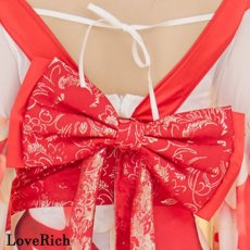 画像18: 【送料無料！】【高級ライン】【2点セット】シフォン 花柄 レース コルセット風 レースアップ 大きな帯リボン ロング 豪華 花魁 着物 ドレス コスプレ イベント ハロウィン (18)