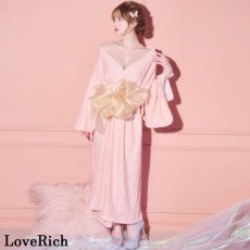 画像1: 【3000円ぽっきり】【4カラー/2点セット】総レース ふわふわ オーガンジー 帯 ロング 浴衣風 豪華 花魁 着物 ドレス コスプレ イベント ハロウィン キャバドレス (1)