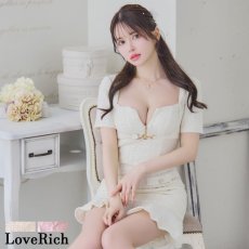 画像1: 【SALE20％OFF】【SMLサイズ/2カラー】ツイード セットアップ ジップ 袖あり 背中隠し マーメイド 谷間魅せ パールボタン タイト ミニドレス キャバドレス  (1)
