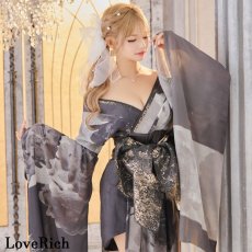 画像4: 再入荷！【高級ライン】【2点セット】シフォン アシンメトリー オフショル 花柄 豪華 帯 花魁 着物 ドレス コスプレ イベント ハロウィン (4)