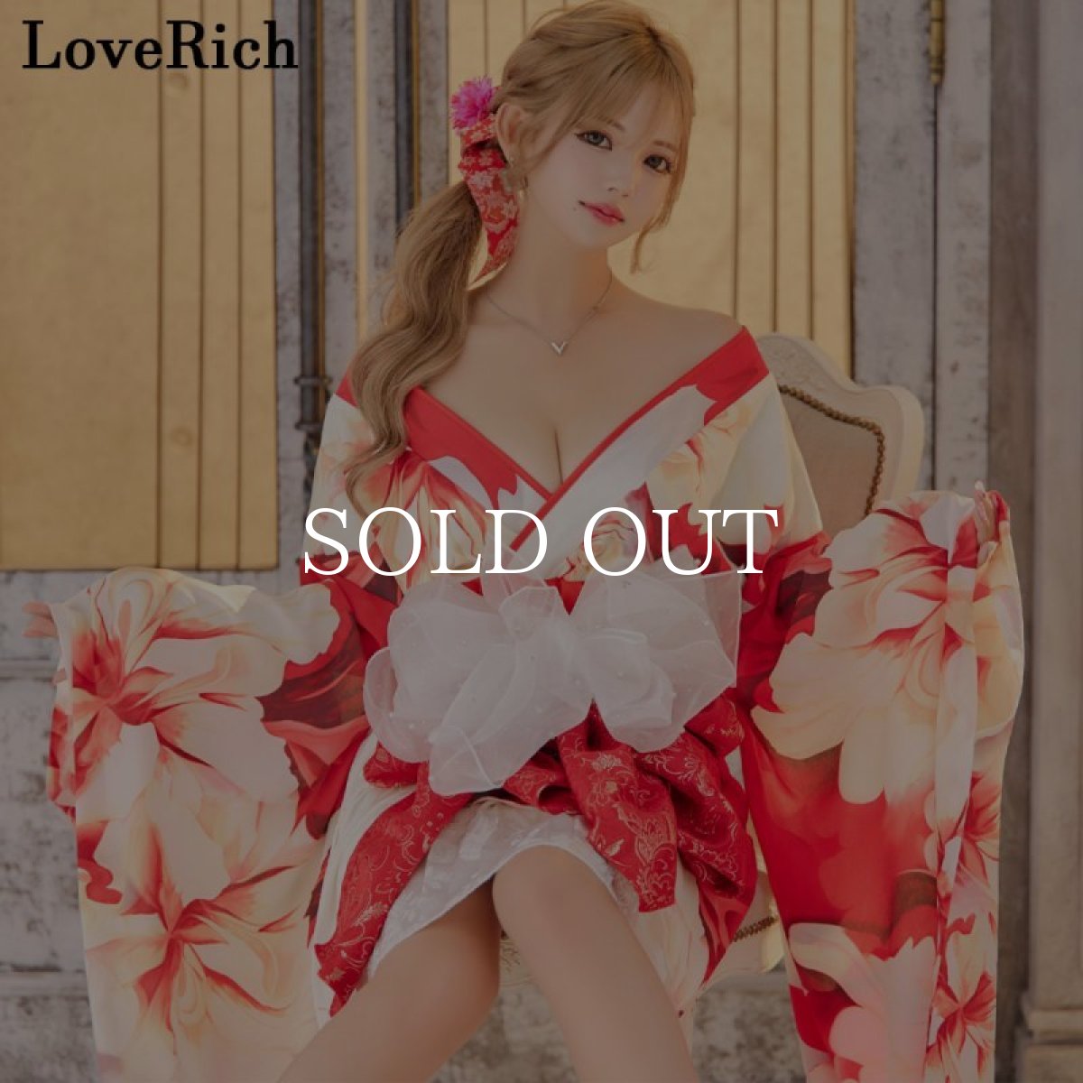 画像9: 【高級ライン】【2点セット】シフォン 花柄 アシンメトリー ミニスカート オフショル 豪華 帯 花魁 着物 ドレス コスプレ イベント ハロウィン (9)